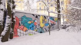 mural by night snow winter