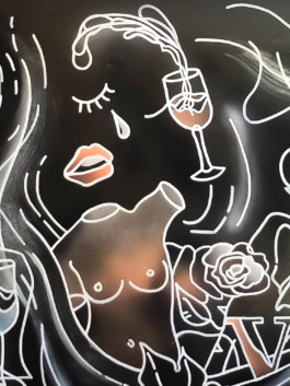 Illustration, kunst, painting, acrylics, spraypaint, interieur, design, artist, munich, black, white, bar, münchen, künstlerin, miriam ganser, frankreich