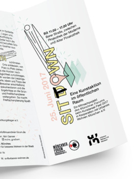 SitDown, Flyer, Kunstaktion, Kunstareal, Münchner, Forum, Pinakothek, grafik, art, event 
