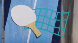 ping pong mural rooftop werksviertel next to atlas münchen Painting process