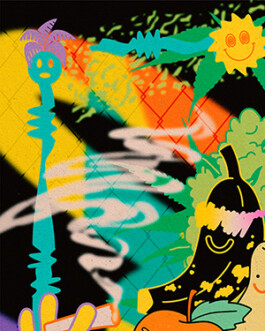 Miriam Ganser Illustration detail früchte obst yinyang moire gradient spacepalms fences for artprint