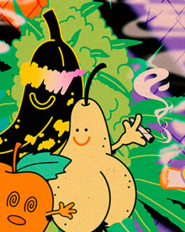 Miriam Ganser Illustration detail früchte obst yinyang moire gradient spacepalms fences for artprint