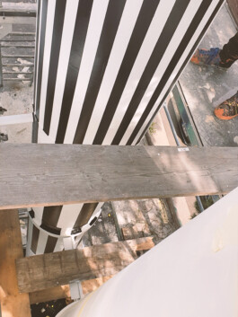 chimney stack, Kamine, schwarz-weiß Muster, Schornsteine, Kunst am Bau, Graffiti Artist, Künstlerin Miriam Ganser 