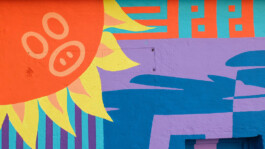 Musterhaus mural graffiti sun wallpainting